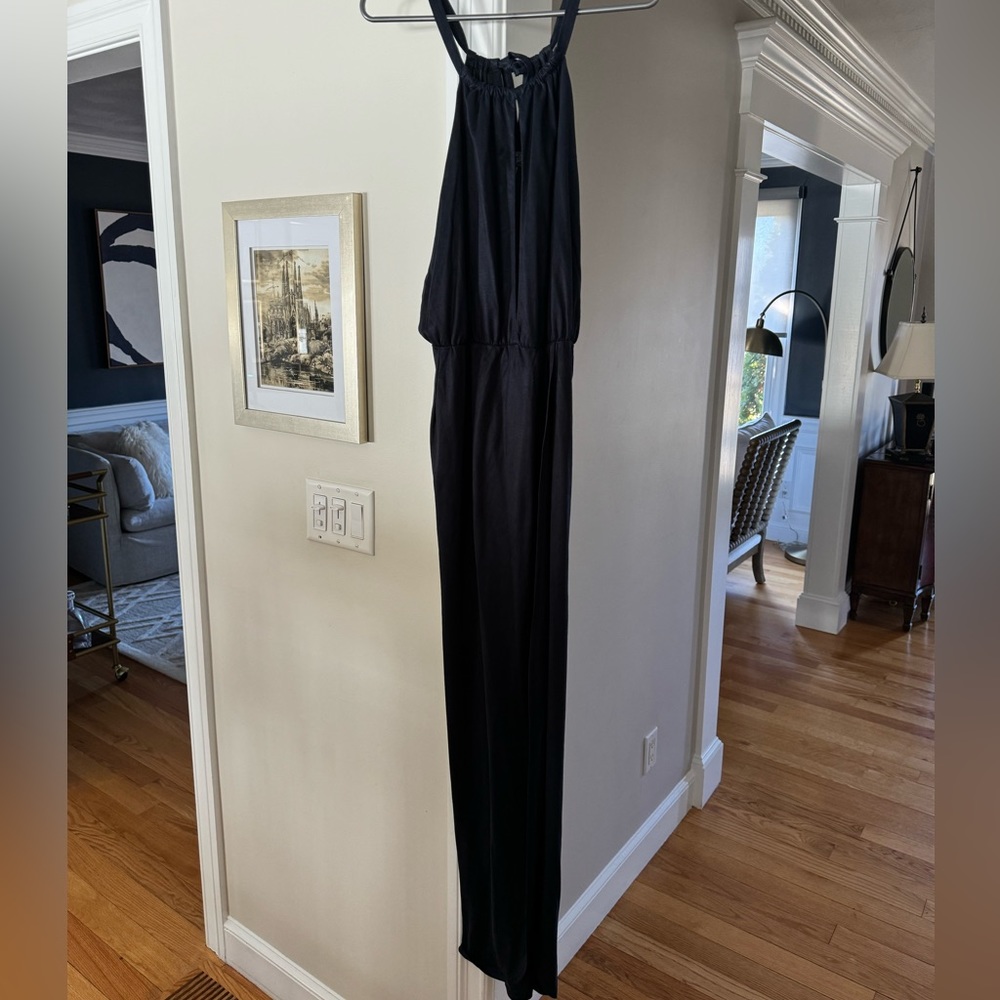 Navy blue maxi dress with center slit, size 2, worn once